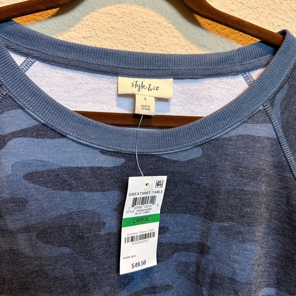 Style & Co. Blue Camo Sweater - Picture 3 of 6